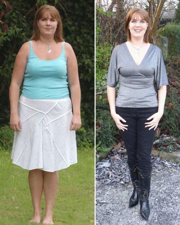 Žena pred a po chudnutí na kefírovej diéte