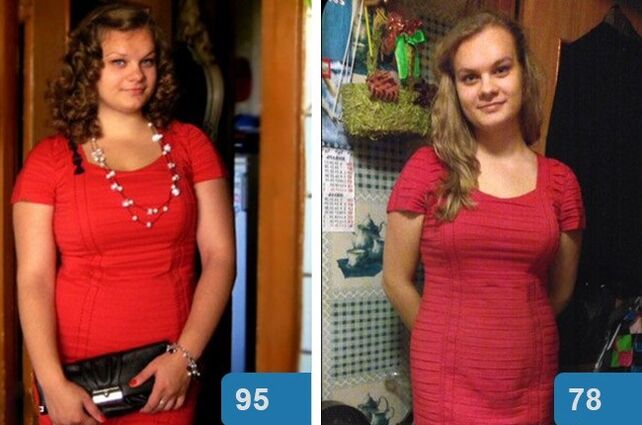 Dievča pred a po chudnutí za 4 týždne na Maggi diéte